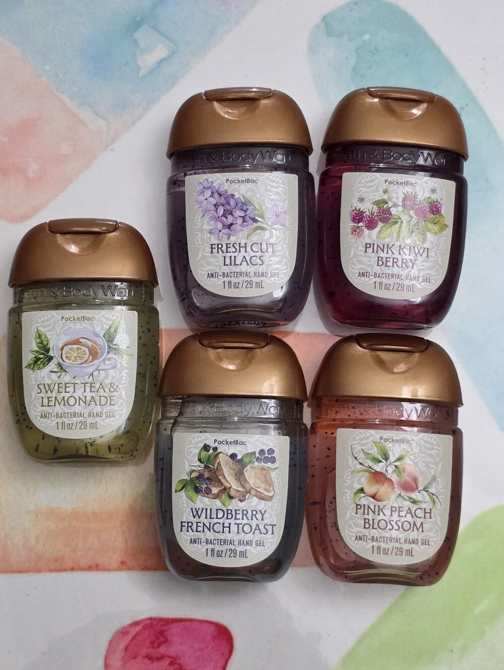 Bath Body Works Summer Pocketbac Hand Sanitizer Gel Set of 5 New RARE